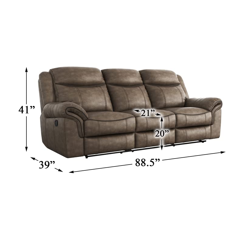 Homelegance 87" Double Reclining Sofa (Manual), Brown