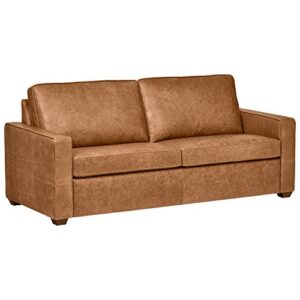 amazon brand – rivet andrews contemporary top-grain leather sofa, 82"w, cognac