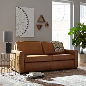 Amazon Brand – Rivet Andrews Contemporary Top-Grain Leather Sofa, 82"W, Cognac