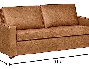 Amazon Brand – Rivet Andrews Contemporary Top-Grain Leather Sofa, 82"W, Cognac