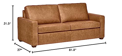 Amazon Brand – Rivet Andrews Contemporary Top-Grain Leather Sofa, 82"W, Cognac