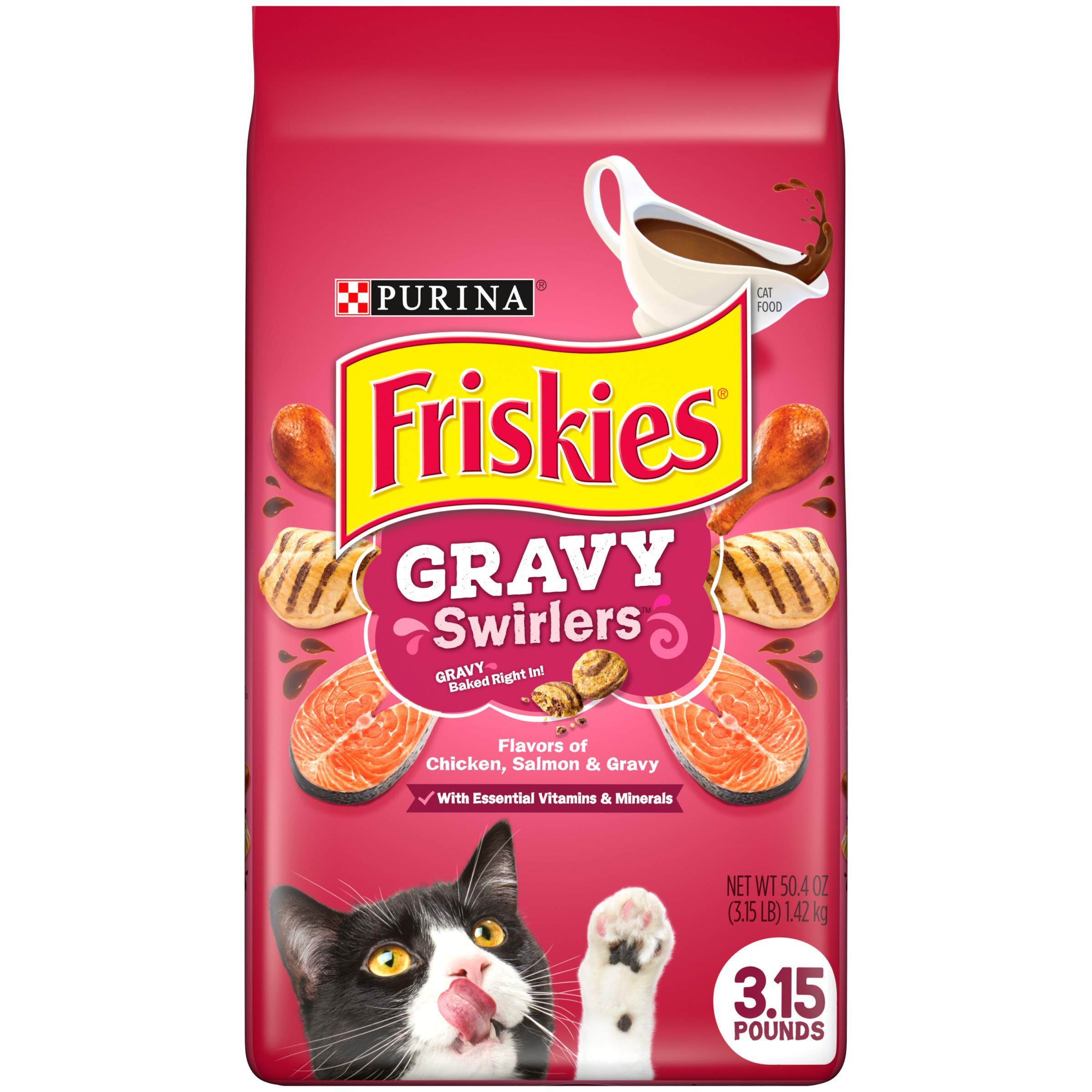 Purina Friskies Dry Cat Food, Gravy Swirlers - 3.15 lb. Bag