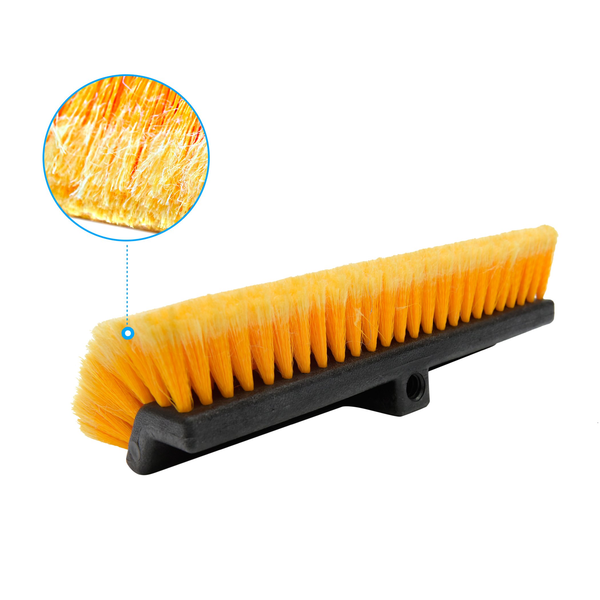 CARCAREZ 15" Flow-Thru Bi-Level Car Wash Brush Head Fits for RV Cleaning with Feather-Tip Bristles Orange