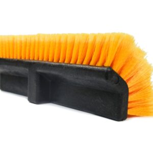 CARCAREZ 15" Flow-Thru Bi-Level Car Wash Brush Head Fits for RV Cleaning with Feather-Tip Bristles Orange