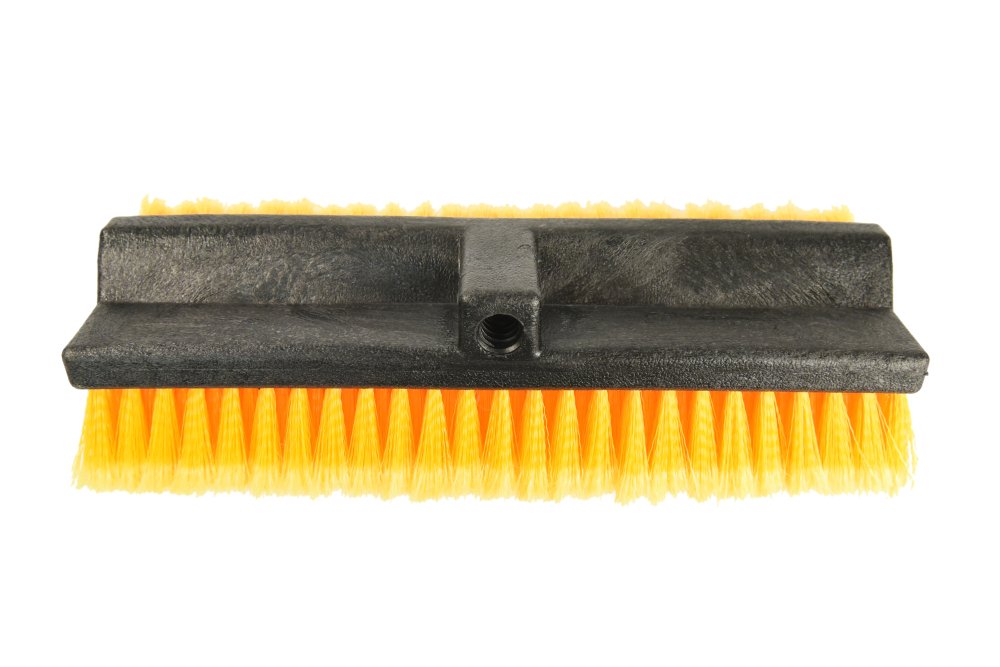 CARCAREZ 15" Flow-Thru Bi-Level Car Wash Brush Head Fits for RV Cleaning with Feather-Tip Bristles Orange