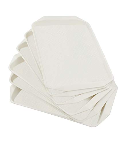 Eagrye Fast Food Serving Trays, Rectangle 16.9" x 12", Set of 6 (White)