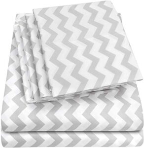 king size bed sheets - 6 piece 1500 supreme collection fine brushed microfiber deep pocket king sheet set bedding - 2 extra pillow cases, great value, king, chevron gray