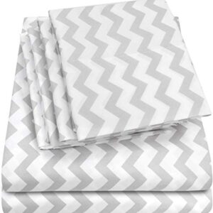 King Size Bed Sheets - 6 Piece 1500 Supreme Collection Fine Brushed Microfiber Deep Pocket King Sheet Set Bedding - 2 Extra Pillow Cases, Great Value, King, Chevron Gray