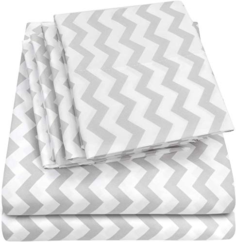 King Size Bed Sheets - 6 Piece 1500 Supreme Collection Fine Brushed Microfiber Deep Pocket King Sheet Set Bedding - 2 Extra Pillow Cases, Great Value, King, Chevron Gray