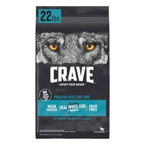 crave grain free high protein adult dry dog food, white fish & salmon, 22 lb. bag