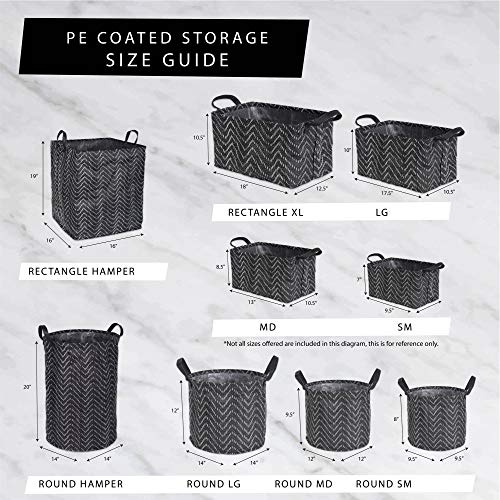 DII Cabana Stripe Laundry Collection, Waterproof Hamper, Assorted Rectangle, Black, 3 Piece