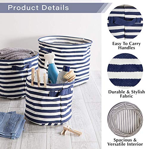 DII Cabana Stripe Laundry Collection, Waterproof Hamper, Assorted Rectangle, Black, 3 Piece