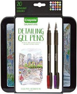 crayola signature detailing gel pens set, gift - 20 count for ages 60 months to 1188 months