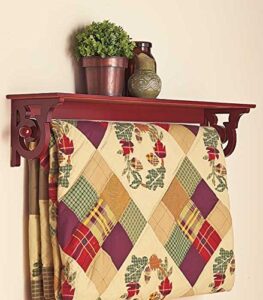 trm wood wooden quilt rack wall mount 1 tier shelf scroll walnut finish