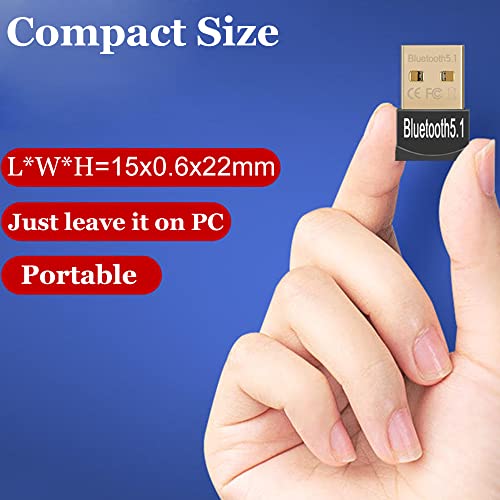 USB Bluetooth Adapter for PC, Warmstor Bluetooth 5.1 Dongle Receiver Support Windows 11/10/8.1/8/7 for Desktop, Laptop, Bluetooth Headsets, Speakers, Keyboard, Mouse, Printer