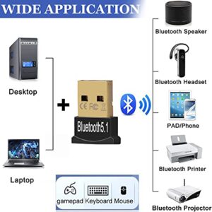 USB Bluetooth Adapter for PC, Warmstor Bluetooth 5.1 Dongle Receiver Support Windows 11/10/8.1/8/7 for Desktop, Laptop, Bluetooth Headsets, Speakers, Keyboard, Mouse, Printer
