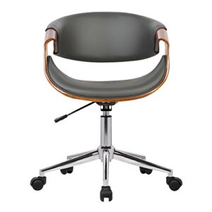 Armen Living Geneva Office Chair in Grey Faux Leather and Chrome Finish