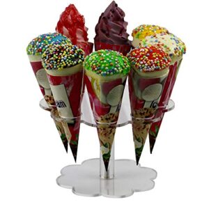 hmrovoom 8 holes ice cream cone holder,acrylic ice cream stand,cone holder rack for party wedding birthday(8 holes flower shape)