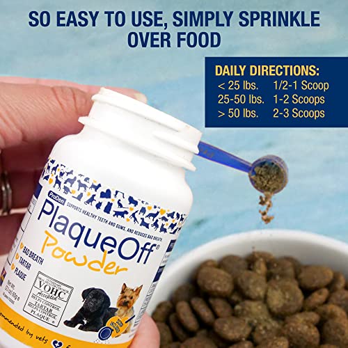 ProDen PlaqueOff Powder for Pets - Cat & Dog Breath Freshener - Plaque & Tartar Remover for Pet Oral Care - Supports Healthy Mouth for Dogs - 60g