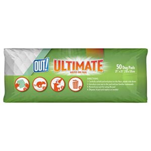 OUT! Ultimate Pro-Grip Dog Pads | Absorbent Pet Training and Puppy Pads | Grip Technology Prevents Slipping and Bunching | 50 Pads | 21 x 21 Inches