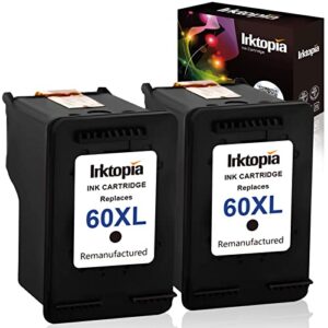 inktopia remanufactured ink cartridge replacement for hp 60xl 60 xl high yield d8j61bn cc641wn cc644wn (2 black) 2 pack for photosmart c4680 d110 deskjet f2430 f4210 printer