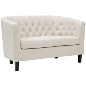 modway prospect upholstered contemporary modern loveseat in beige