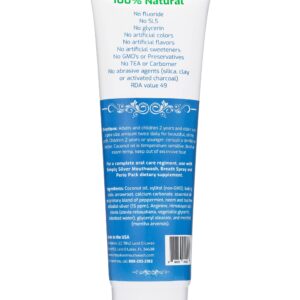 Simply Silver Toothpaste Mint - All Natural Colloidal Silver Toothpaste, Fluoride Free, Sensitive Teeth, Whitening, 4 oz