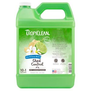 tropiclean lime & coco butter deshedding dog conditioner for shedding control | natural pet conditioner derived from natural ingredients | cat friendly | made in the usa | 1 gallon