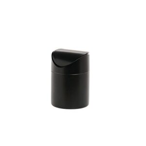 hubert® countertop trash can small black steel, swing top - 4 3/4" dia x 6 1/2" h