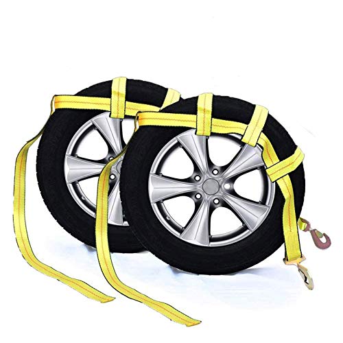 Tow Dolly Basket Strap with Twisted Snap Hooks for Small to Large Size Tires by Robbor Brand 2 inch Webbing 12,000 lbs Breaking Strength Tire Bonnet&Tire Net Fits Most 14-19" Tires