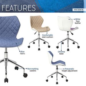 Techni Mobili Modern Height Adjustable Office Task Chair, Blue