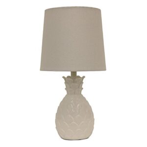 décor therapy tl13947 geraldine polyresin pineapple lamp, high gloss white