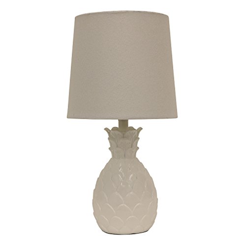 Décor Therapy TL13947 Geraldine Polyresin Pineapple Lamp, High Gloss White