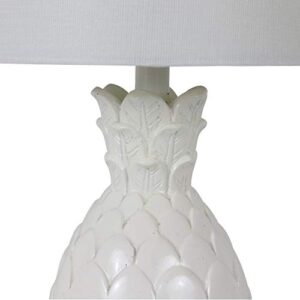 Décor Therapy TL13947 Geraldine Polyresin Pineapple Lamp, High Gloss White
