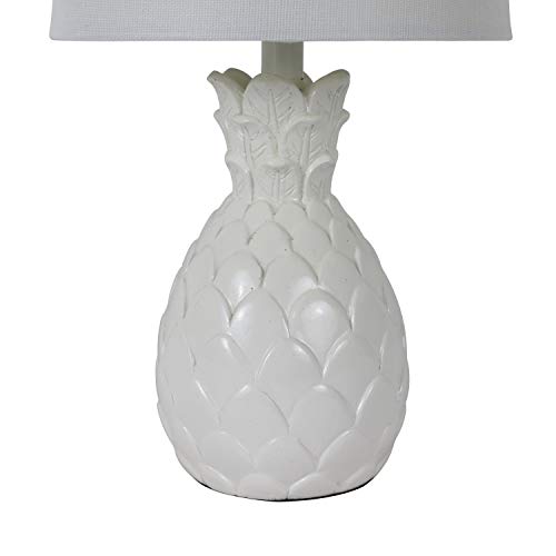 Décor Therapy TL13947 Geraldine Polyresin Pineapple Lamp, High Gloss White