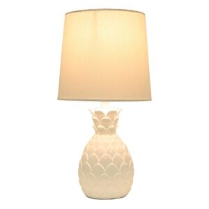 Décor Therapy TL13947 Geraldine Polyresin Pineapple Lamp, High Gloss White