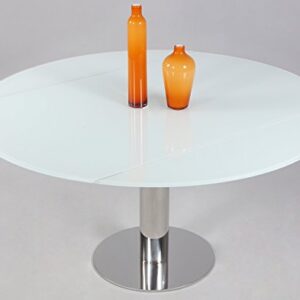 MILAN DT-CRM Talia White Glass Round Dining Table