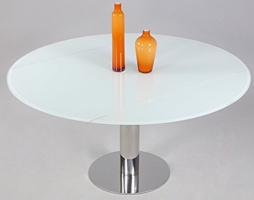 MILAN DT-CRM Talia White Glass Round Dining Table