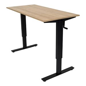 stand up desk store crank adjustable height rolling standing desk (charcoal frame/natural walnut top, 56" wide)