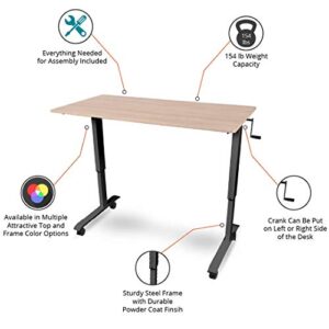 Stand Up Desk Store Crank Adjustable Height Rolling Standing Desk (Charcoal Frame/Natural Walnut Top, 56" Wide)