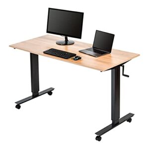 Stand Up Desk Store Crank Adjustable Height Rolling Standing Desk (Charcoal Frame/Natural Walnut Top, 56" Wide)