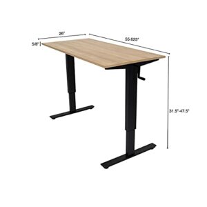 Stand Up Desk Store Crank Adjustable Height Rolling Standing Desk (Charcoal Frame/Natural Walnut Top, 56" Wide)