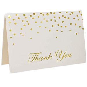 48 gold thank you cards with envelopes gold foil metallic dots bulk elegant classy sparkle blank for wedding baby shower bridal notes graduation engagement birthday