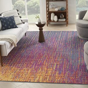 nourison passion abstract multicolor 8' x 10' area -rug, easy -cleaning, non shedding, bed room, living room, dining room, kitchen (8x10)