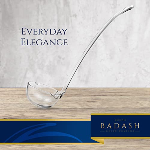 Badash Crystal Punch Serving Ladle - 12" Long Mouth-Blown Lead-Free Clear Punch Bowl Ladle