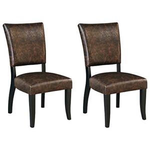 signature design by ashley sommerford urban farmhouse faux leather upholstered dining chair, 2 count, dark brown