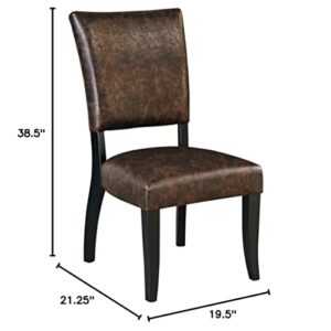 Signature Design by Ashley Sommerford Urban Farmhouse Faux Leather Upholstered Dining Chair, 2 Count, Dark Brown