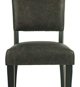 Signature Design by Ashley Sommerford Urban Farmhouse Faux Leather Upholstered Dining Chair, 2 Count, Dark Brown