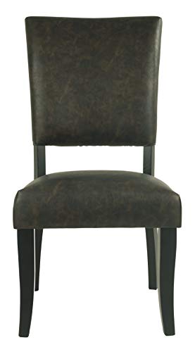 Signature Design by Ashley Sommerford Urban Farmhouse Faux Leather Upholstered Dining Chair, 2 Count, Dark Brown