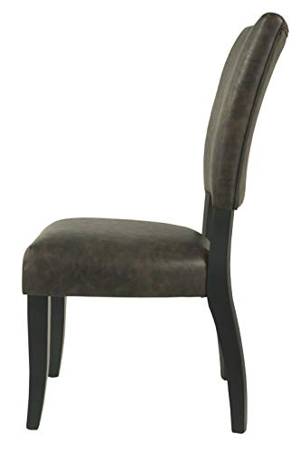 Signature Design by Ashley Sommerford Urban Farmhouse Faux Leather Upholstered Dining Chair, 2 Count, Dark Brown